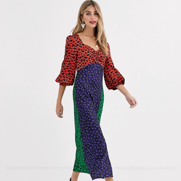 Liquorish Asos satin dress in multi polka dot Size 10 - Picture 4 of 4